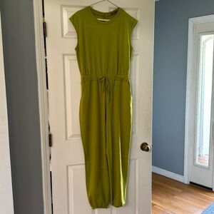 Cotten Jumpsuit , zipper back , elastic waistband